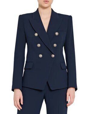 Kobi Halperin West Crepe Double Breasted Blazer XS/S/M Navy